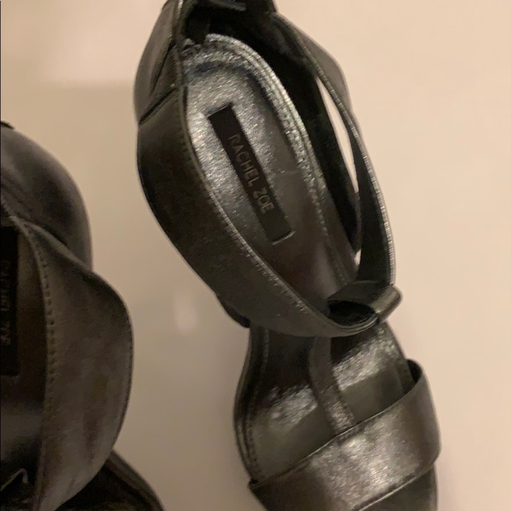 Rachel Zoe Shiny Black Platform Sandals - Picture 5 of 8